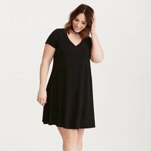 Torrid Black Mini Hacci  knit trapeze swing  Dress 2x
